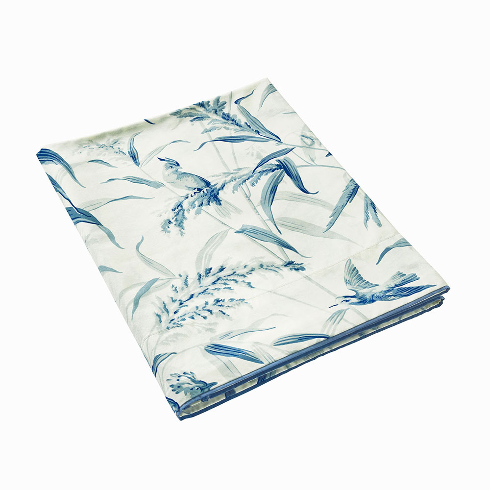 Drap plat Estampe Bleu Anne de Solène