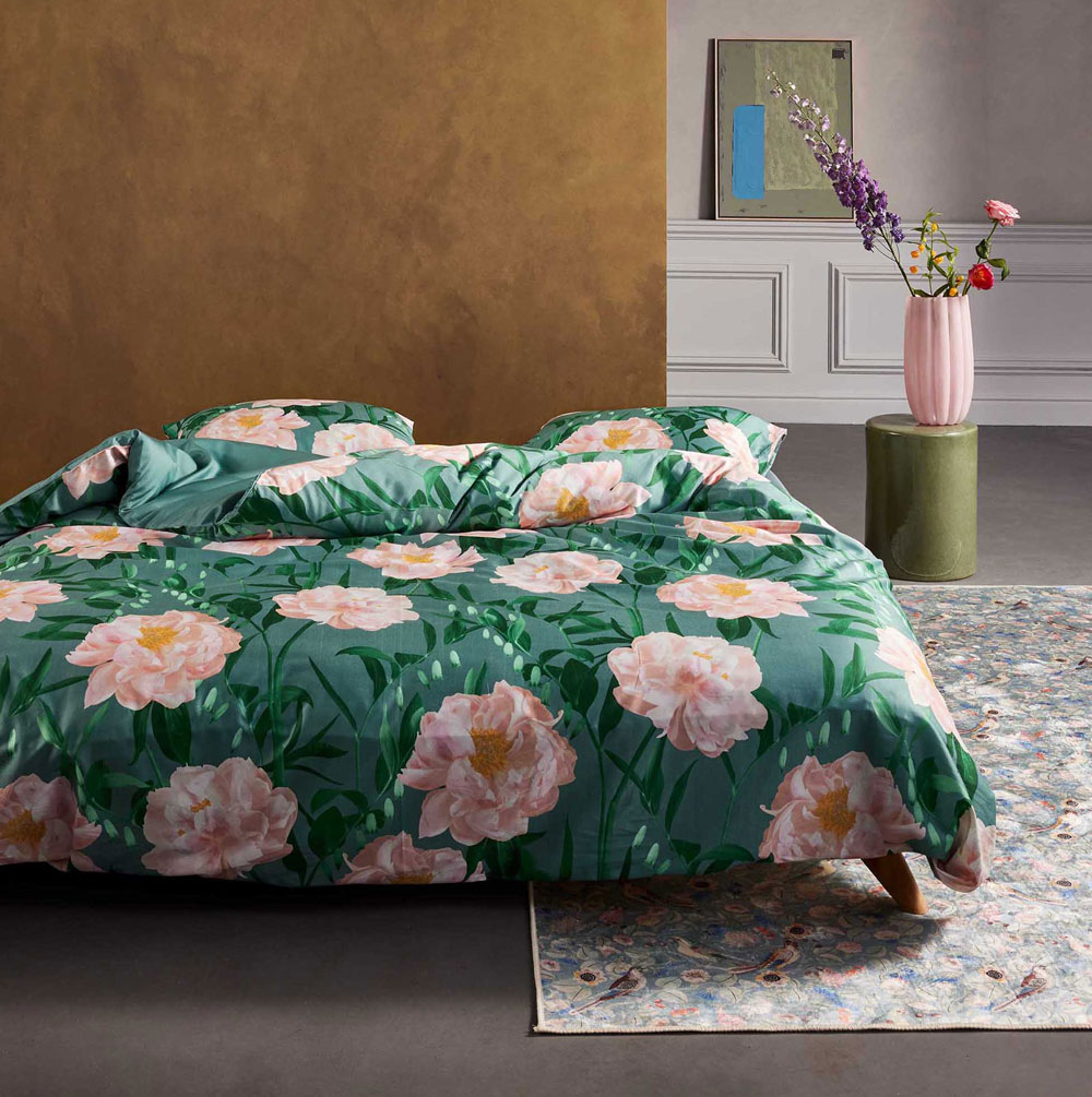 Parure de couette Doro­thea Soft Teal Essenza