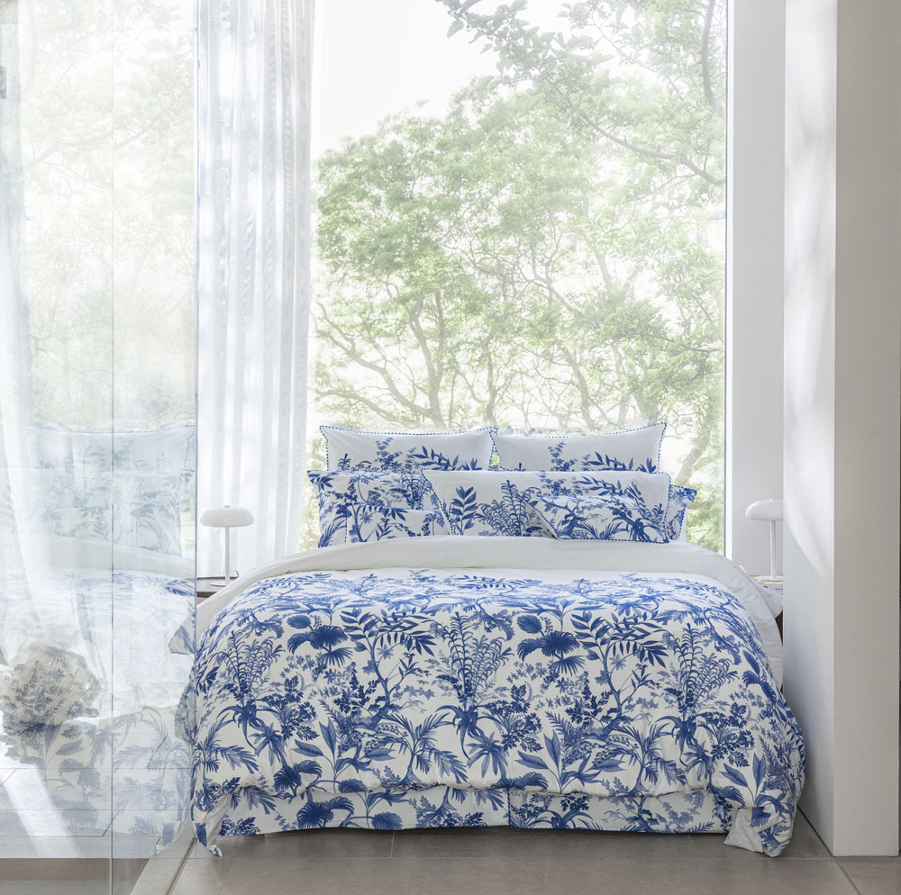 Housse de couette Jardin d’Eden Indigo Le Jacquard Français