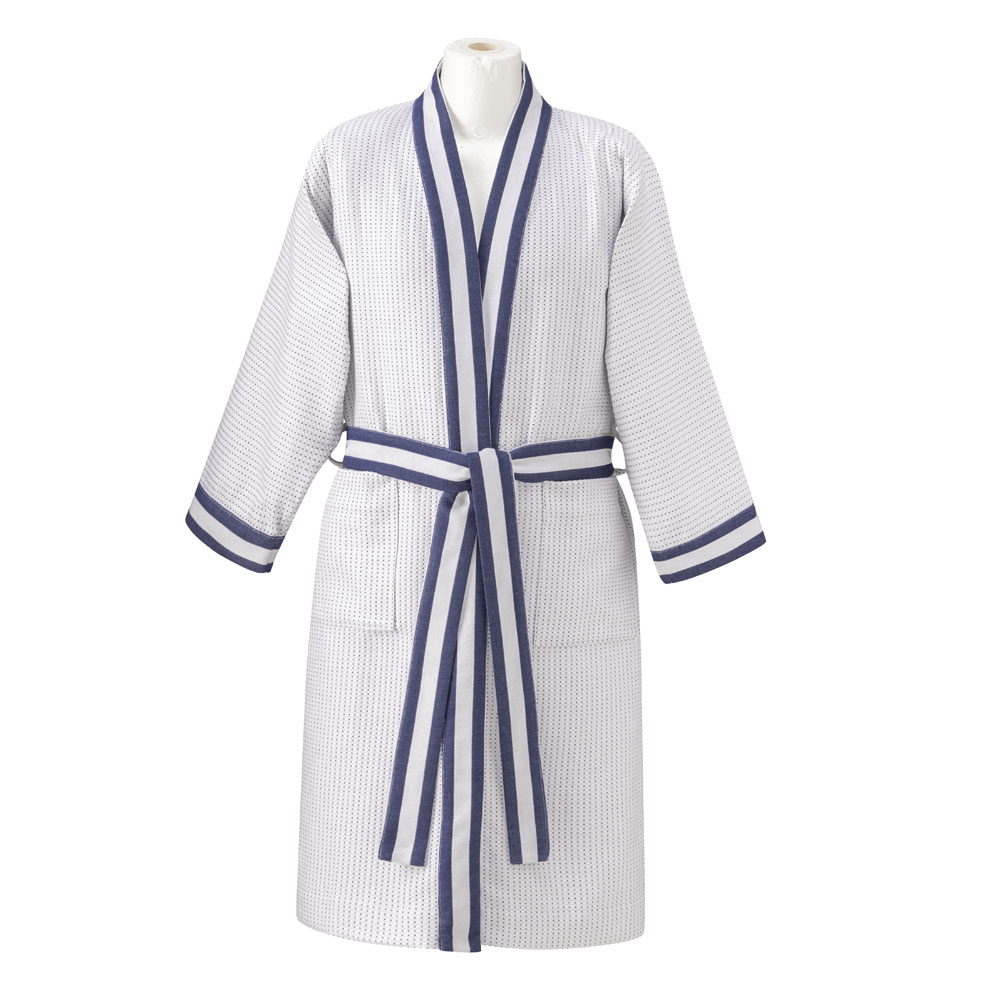 Peignoir Kimono Bath Club Ecume Marine Le Jacquard Français