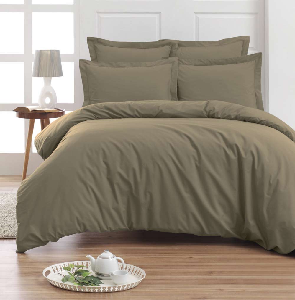 Housse de couette Percale Taupe Sensei