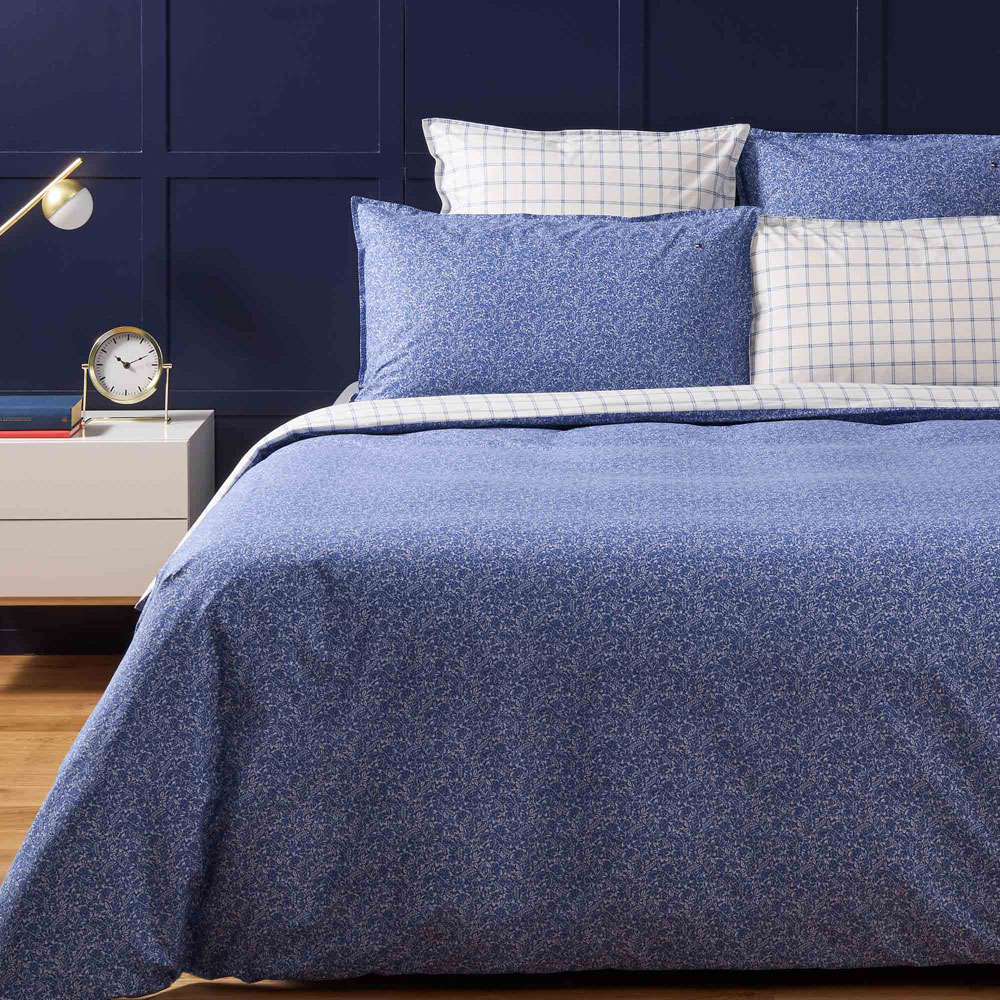 Housse de couette Blos­som Check Blue Tommy Hilfi­ger