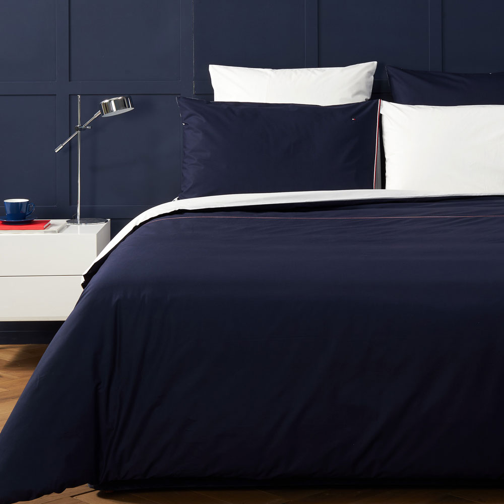 Housse de couette Plain With TH Ribbon Navy Tommy Hilfi­ger