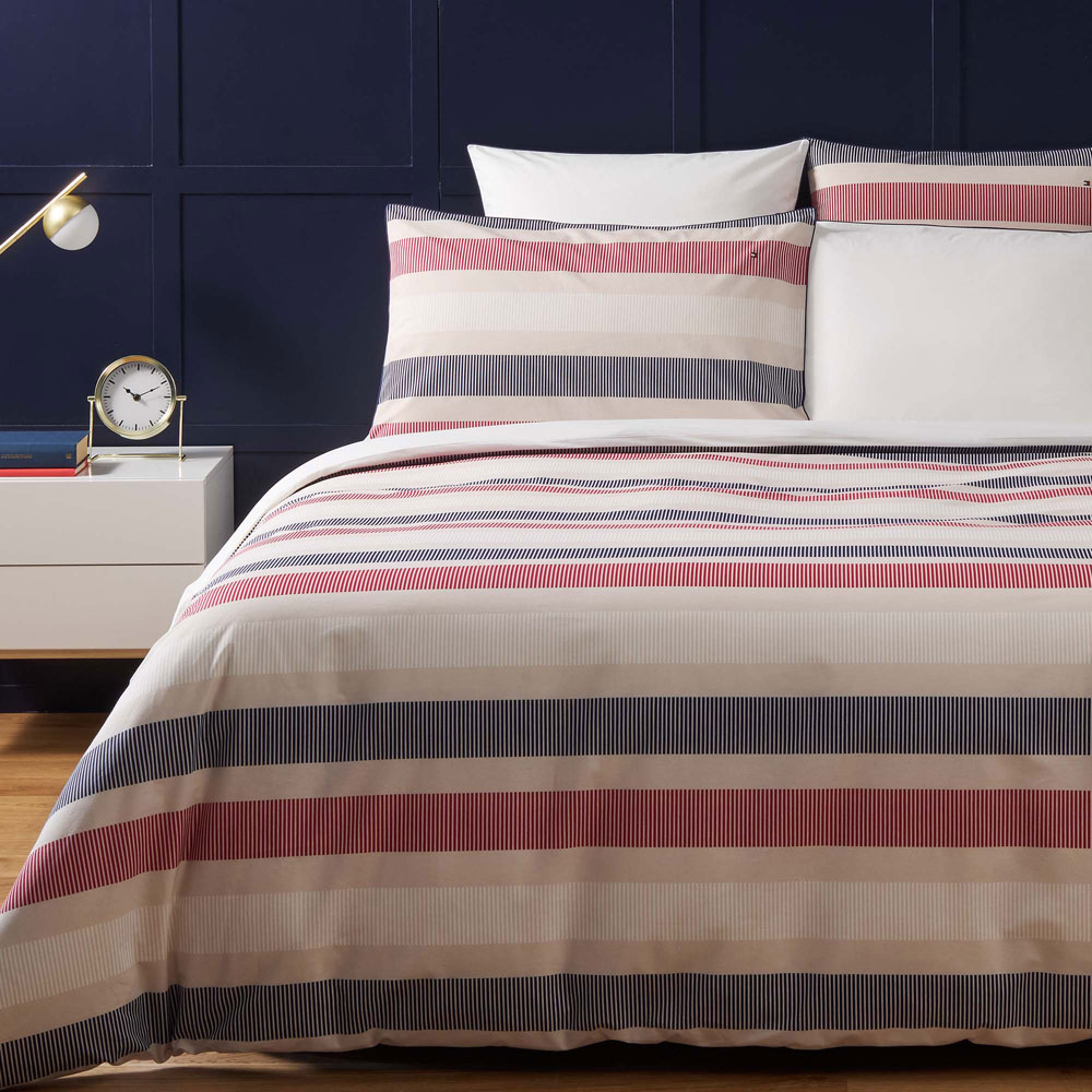 Housse de couette TH Bold Stripe Off-White Tommy Hilfi­ger