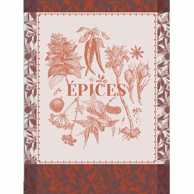 4 Torchons Epices & Aromates Piment Le Jacquard Français