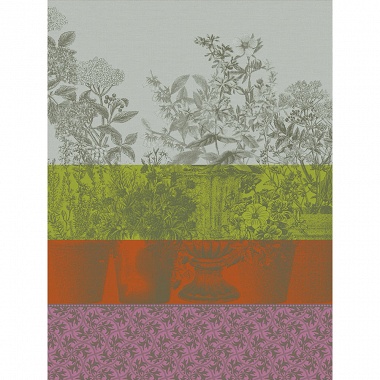 4 Torchons Florai­son Rayé Zinnia Le Jacquard Français