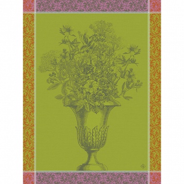 4 Torchons Florai­son Uni Zinnia Le Jacquard Français