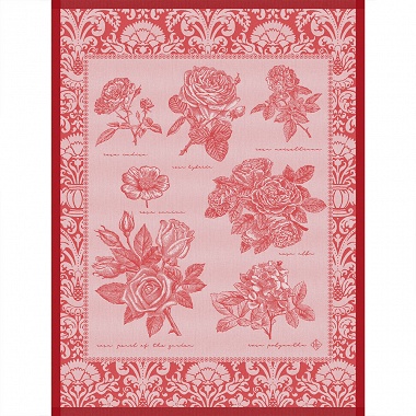 4 Torchons Jardin des Roses Baiser Le Jacquard Français