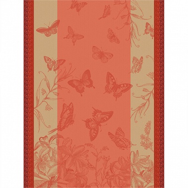 4 Torchons Jardins des Papillons Camé­lia Le Jacquard Français