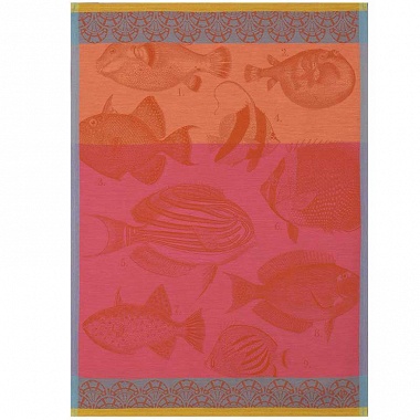 4 Torchons Moorea corail Le Jacquard Français