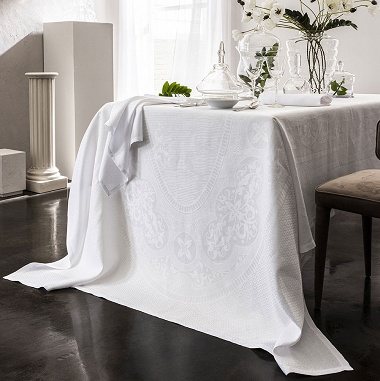 Nappe Evasion Céleste Blanc Pur Le Jacquard Français