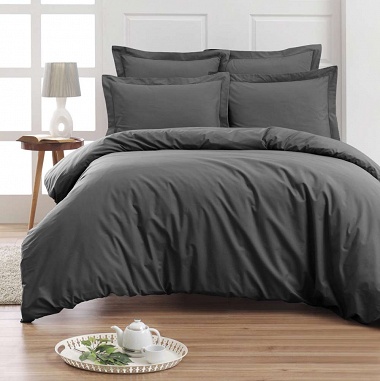 Housse de couette Percale Anthra­cite Sensei