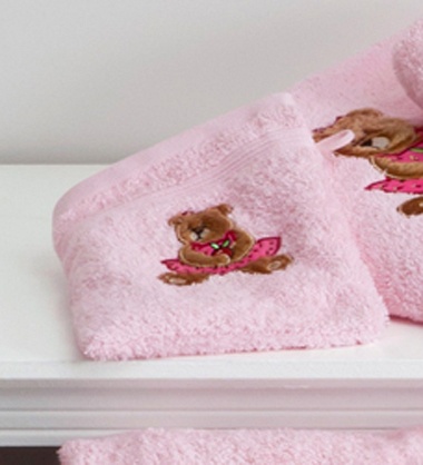 6 gants de toilette Ourson Girl Rose Tradi­tion des Vosges