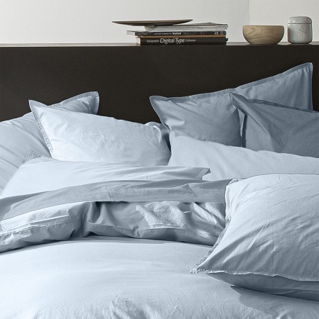 Housse de couette Percale lavée Bleu Lagon 260×240 cm Baton rouge