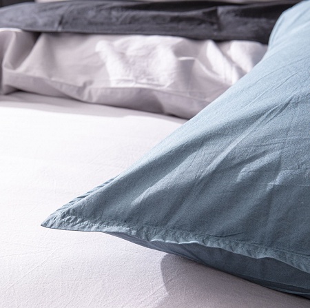 Taies d’oreiller Percale lavée Bleu Lagon 50×70 cm Baton rouge