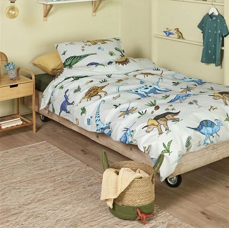 Parure de couette Happy Dinos Green 140×200 cm + 1 60×70 cm Beddin­ghouse kids