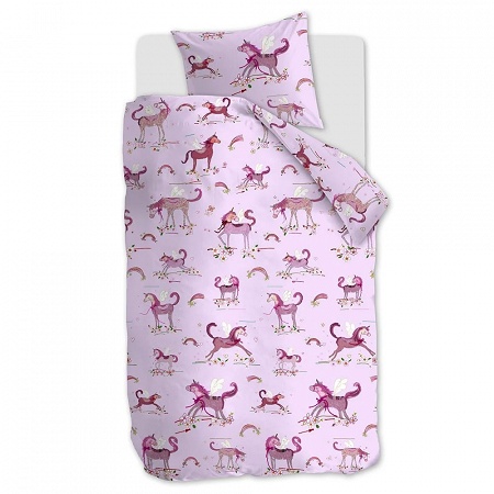 Parure de couette Unicorn Para­dise Pink 140×200 cm + 1 60×70 cm Beddin­ghouse kids