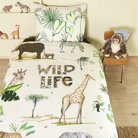 Parure de couette Wild Life Sand 140×200 cm + 1 60×70 cm Beddin­ghouse kids