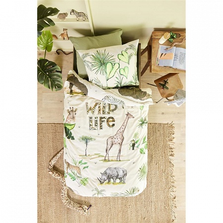 Parure de couette Wild Life Sand 140×200 cm + 1 60×70 cm Beddin­ghouse kids