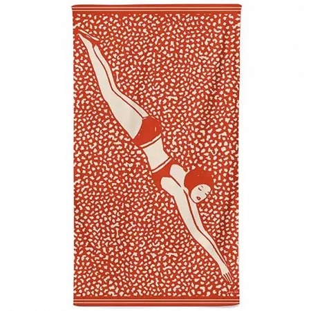 Drap de plage Baigneuse rouge cuit 100×180 cm Jean Vier