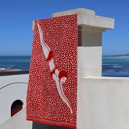 Drap de plage Baigneuse rouge cuit 100×180 cm Jean Vier