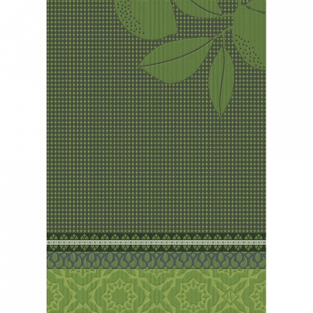 4 Essuie mains sous les citron­niers vert 54×38 cm Le Jacquard Français