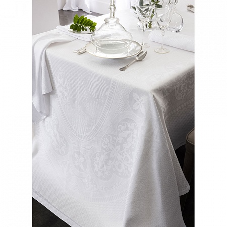 4 serviettes de table Evasion Céleste Blanc Pur 58×58 cm Le Jacquard Français