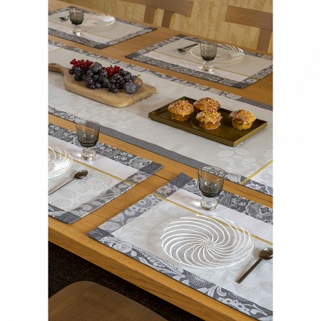 4 Sets de table enduits Voyage Iconique Zinc 50×36 cm Le Jacquard Français