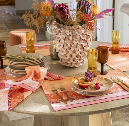 4 Sets de table Mumbai Enduit Mari­gold 50×36 cm Le Jacquard Français