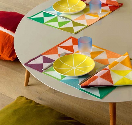 4 sets de table origami multi­co­lore 48×36 cm Le Jacquard Français