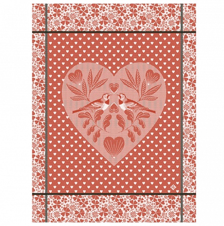 4 Torchons Amour Coque­li­cot 60×80 cm Le Jacquard Français