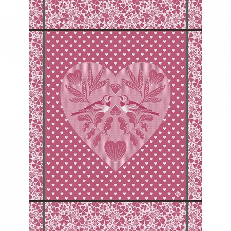 4 Torchons Amour Pivoine 60×80 cm Le Jacquard Français