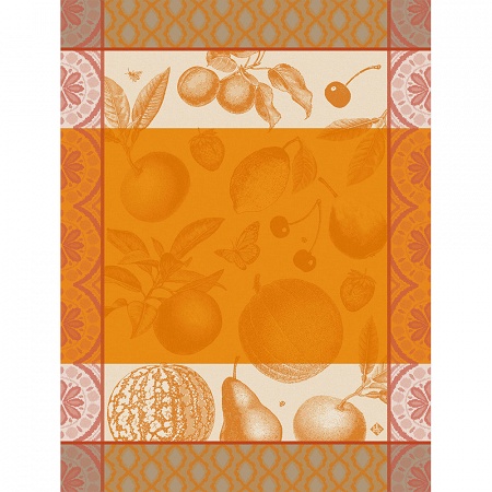 4 Torchons Arrière-Pays Melon 60×80 cm Le Jacquard Français