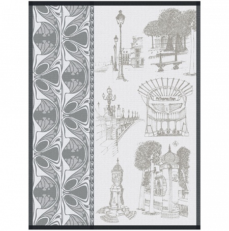 4 Torchons Carnet de Paris Bitume 60×80 cm Le Jacquard Français