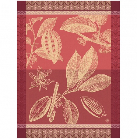 4 Torchons Choco­lats Fève Rubis 60×80 cm Le Jacquard Français