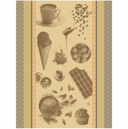 4 Torchons Choco­lats Recette Cacao 60×80 cm Le Jacquard Français