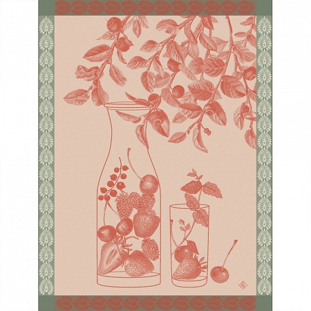 4 Torchons Eaux de Fruits Rouge Cerise 60×80 cm Le Jacquard Français