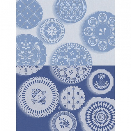 4 Torchons Faïence Bleuet 60×80 cm Le Jacquard Français