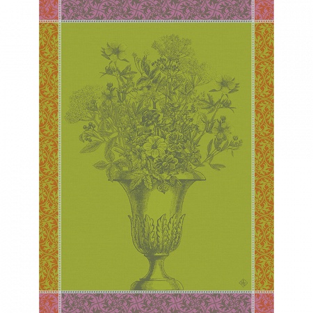 4 Torchons Florai­son Uni Zinnia 60×80 cm Le Jacquard Français