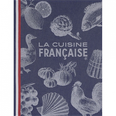 4 Torchons Gastro­no­mie Bleu 60×80 cm Le Jacquard Français