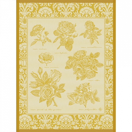 4 Torchons Jardin des Roses Golden 60×80 cm Le Jacquard Français