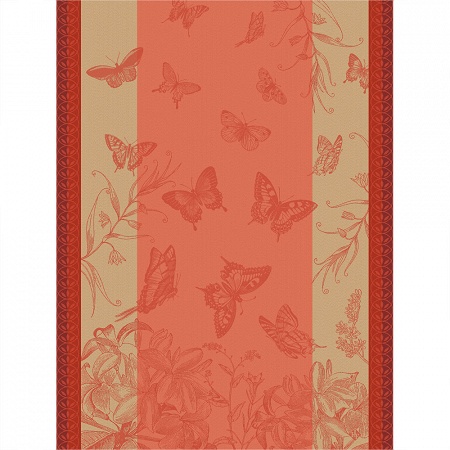 4 Torchons Jardins des Papillons Camé­lia 60×80 cm Le Jacquard Français