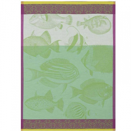 4 Torchons Moorea algue 60×80 cm Le Jacquard Français