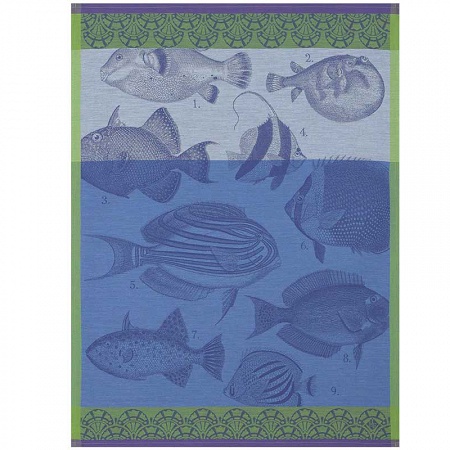 4 Torchons Moorea ocean 60×80 cm Le Jacquard Français