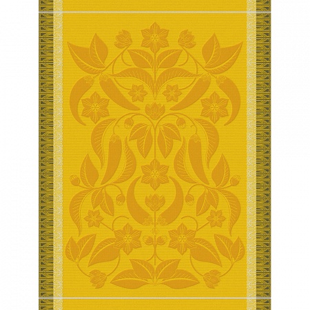 4 Torchons Piments Jaune 60×80 cm Le Jacquard Français