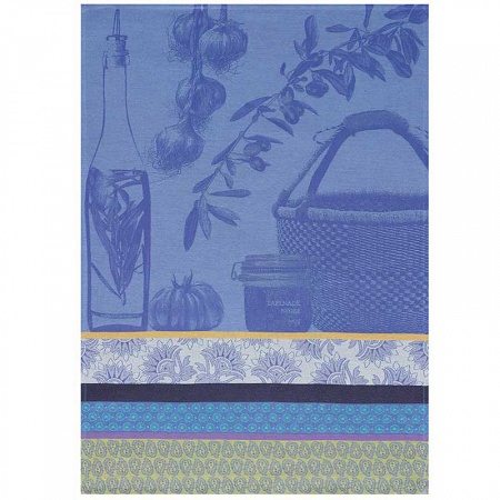 4 Torchons saveurs de Provence bleu lavande 60×80 cm Le Jacquard Français