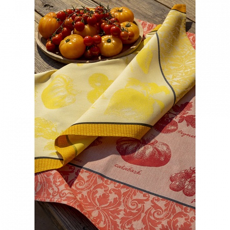 4 Torchons Tomates Jaune 60×80 cm Le Jacquard Français