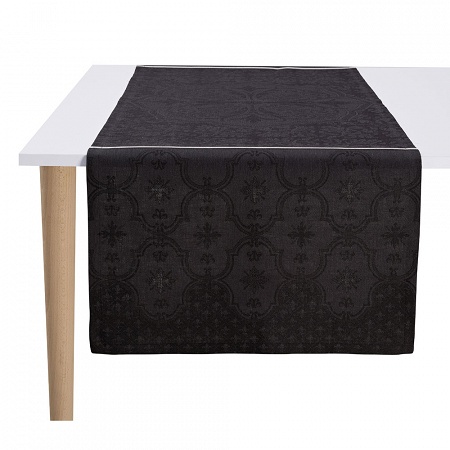 Chemin de table Armoi­ries Jais 50×150 cm Le Jacquard Français