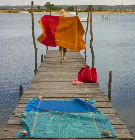 Drap de plage Holi Saphir 100×200 cm Le Jacquard Français