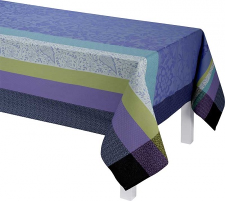 Nappe carrée provence bleu lavande 120×120 cm Le Jacquard Français